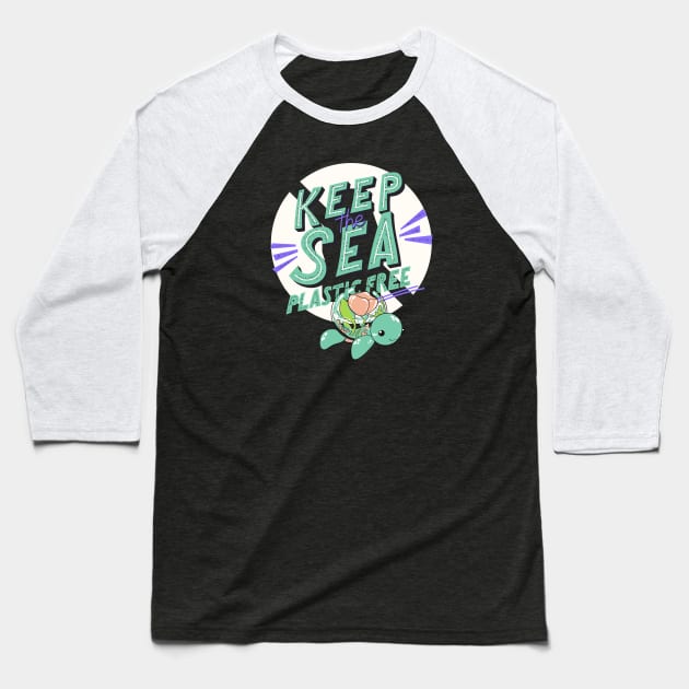 Keep The Sea Plastic Free Baseball T-Shirt by ChasingTees